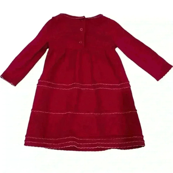 Janie and Jack Layette Little Rosebud Red Dress w/Silver Thread 6-12 Months - Picture 6 of 7